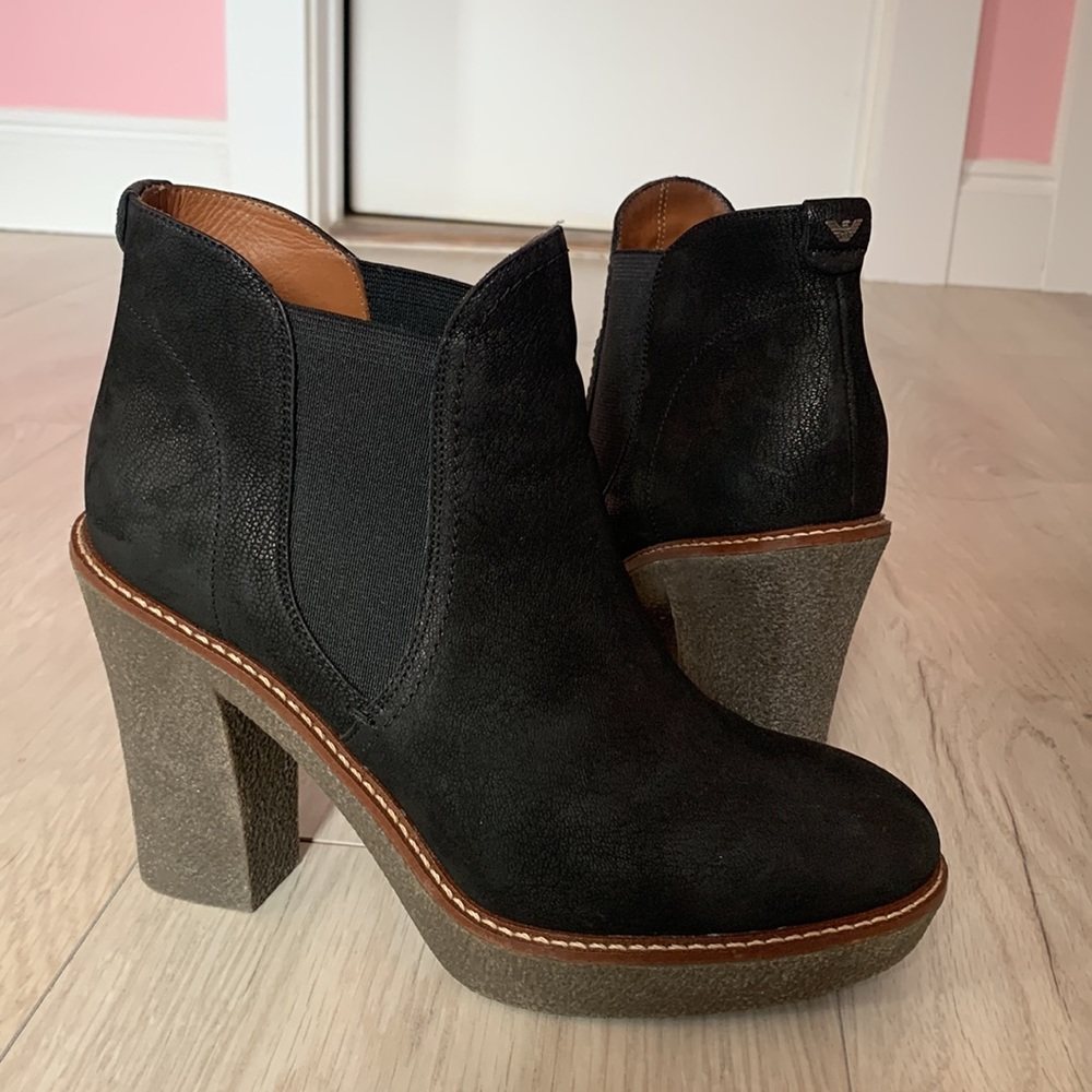 Armani Leather Booties 8 Made in Italy 🇮🇹
